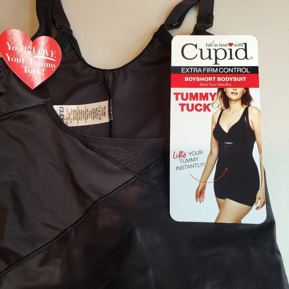 NWT Cupid Black Women's Tummy Tuck Boyshort Bodysuit - Picture 6 of 7